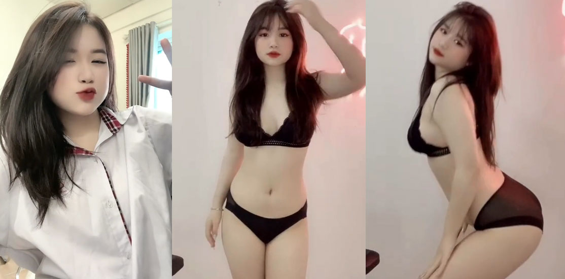 Clip nữ sinh Trâm Anh cởi bỏ đồng phục mặc đồ lót nhảy sexy đẹp chảy nước