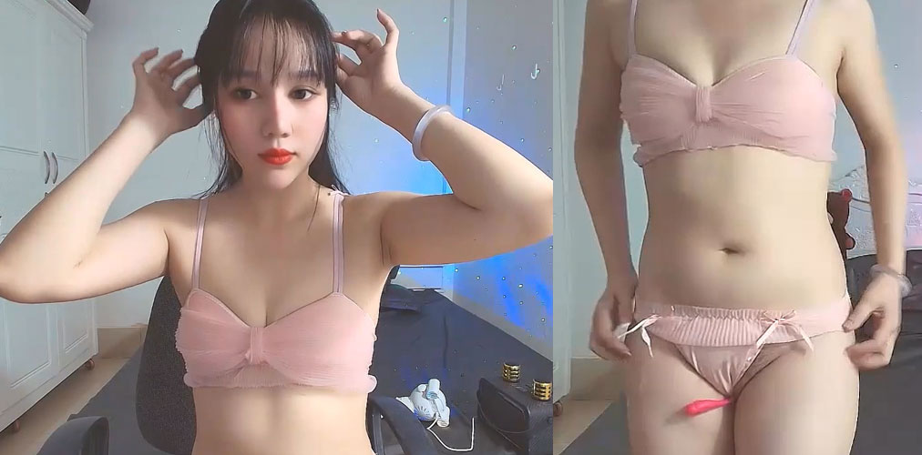 Clip Baby Girl sexy 2K mặc nội y bikini hồng nhảy dance khoe hàng múp chảy nước
