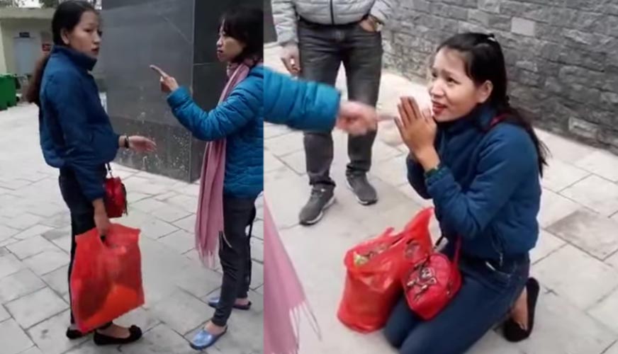 Clip đánh ghen bắt trà xanh quỳ gối giữa đường khai hết