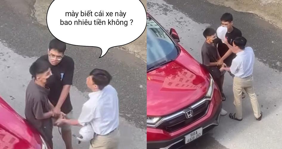 BỨC XÚC Clip 2 bố con đi ô tô Honda đánh hội đồng nam thanh niên đi xe máy CHẢY MÁU MẶT