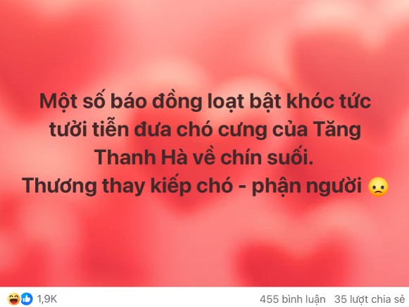 Một xã hội văn minh không được đo bằng việc con người có được phép buồn hay không, mà được soi chiếu qua cách xã hội ấy đối xử với nỗi buồn như thế nào, đặt nỗi buồn ấy ở đâu, và dành cho nó bao nhiêu không gian trong đời sống chung. BÌNH LUẬN xung quanh Rùm Beng câu chuyện chú chó của Tăng Thanh Hà, Câu chuyện chú chó cưng của Tăng Thanh Hà, Lùm xùm quanh chuyện chó cưng của Tăng Thanh Hà, Toàn bộ thông tin chú chó cưng của Tăng Thanh Hà, Thảo luận quanh chuyện chú chó cưng của Tăng Thanh Hà, Tăng Thanh Hà, Tin tức Giải trí, Thấy gì từ việc chó cưng của Tăng Thanh Hà, Tin tức nóng 24h trong ngày, Tin tức teen, Clip hot trend trên Facebook hôm nay, Hot trend TikToker, Clip trend hot nhất hôm nay, Clip trend