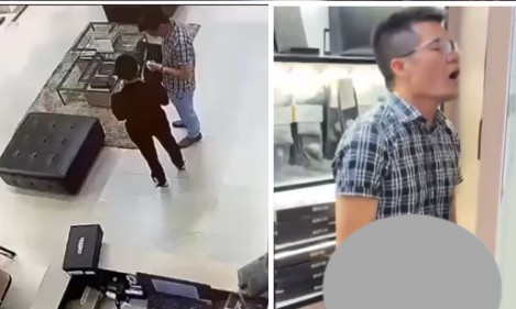 Clip thanh niên sóc lọ thu dam ngay tại quầy thu ngân của cửa hàng bị chị gái bắt được