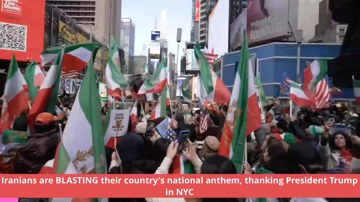 Crowds in Times Square React to Developments in Iran, Large Pro-Iranian Opposition Gathering in Times Square Draws Attention, Demonstration in New York Shows Support for Political Change in Iran, Times Square protest, Iranian diaspora rally, Iran political tensions, New York demonstration, Iran opposition movement, US Iran relations, Global political rally, Middle East developments, Breaking world news, Public gathering NYC, Breaking news video, Breaking news America, Breaking news today, Breaking political news, Breaking news USA, Breaking news protest