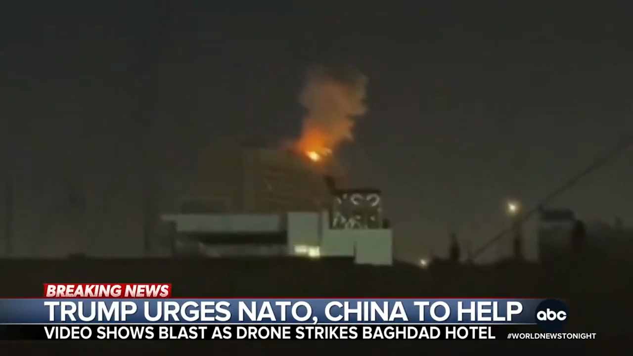 Video Shows Drone Strike on Baghdad Hotel Amid Rising Regional Tensions