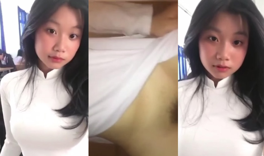 Lộ Clip Nóng nữ sinh cute mặc áo dài CỰC Xinh