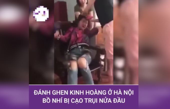 Clip NÓNG đánh ghen cạo trọc đầu ở Hà Nội
